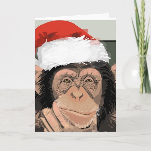 De Chimpansee van de kerstman Feestdagen Kaart (Voorkant)