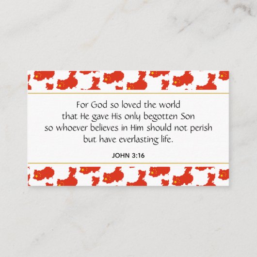 De Chinese Christelijke Schrift Johannes 3:16 Visitekaartje (Achterkant)
