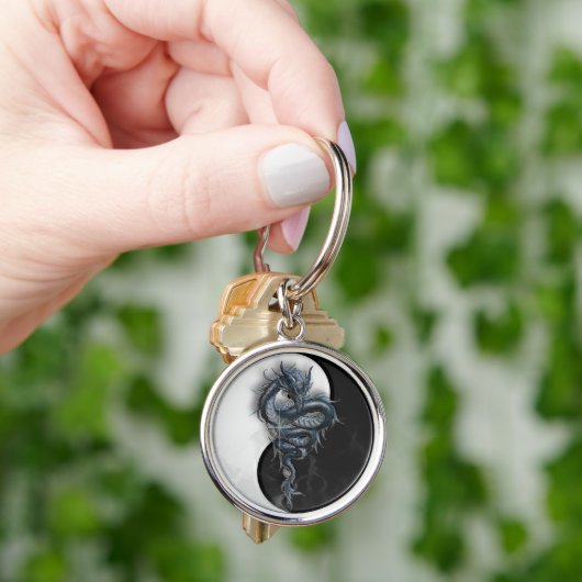 De Chinese Draak van Yang van Yin om Sleutelring Sleutelhanger (Hand)