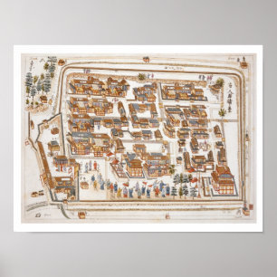 De Chinese fabriek in de straat van Teng-chan op Poster