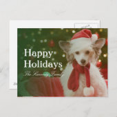 De Chinese Kuifzitting van de Hond in verfraaide Feestdagenkaart (Voorkant / Achterkant)