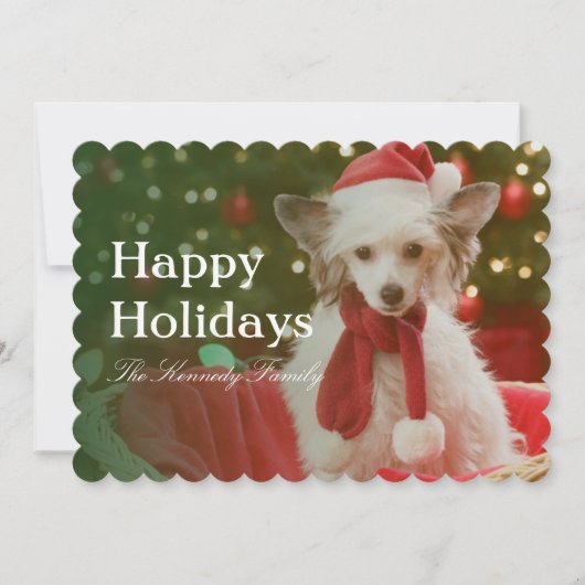 De Chinese Kuifzitting van de Hond in verfraaide Feestdagenkaart (Voorkant)