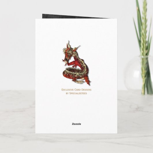 De Chinese Rode Groeten & Notecards van de Draak Feestdagen Kaart (Achterkant)