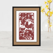 De Chinese Scène van Papercut van de Haan van de Kaart (Gele Bloem)