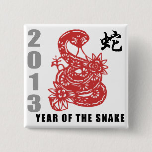 De Chinese Slang 2013 van de Dierenriem Vierkante Button 5,1 Cm