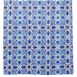 De Chinese Tegel van de Jugendstil - het Blauw & Douchegordijn