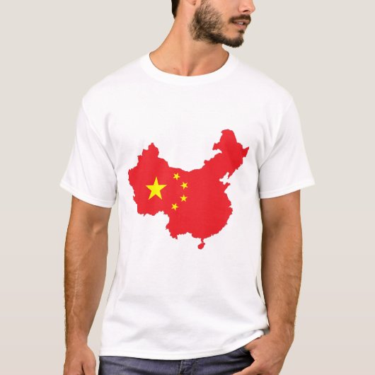De Chinese vlag op de kaart T-shirt (Voorkant)
