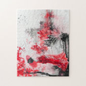 De Chinese Waterverf Geisha op een brug Legpuzzel (Verticaal)