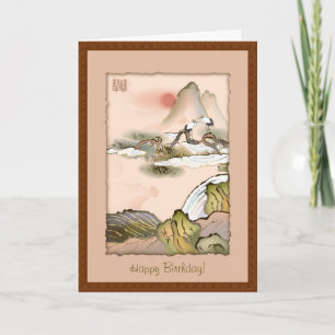 De Chinese Wensen van de Verjaardag van Kranen Kaart
