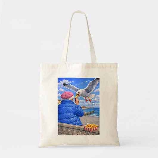De Chip Dief Zeemeeuw Schotse humor grappig Tote Bag (Voorkant)