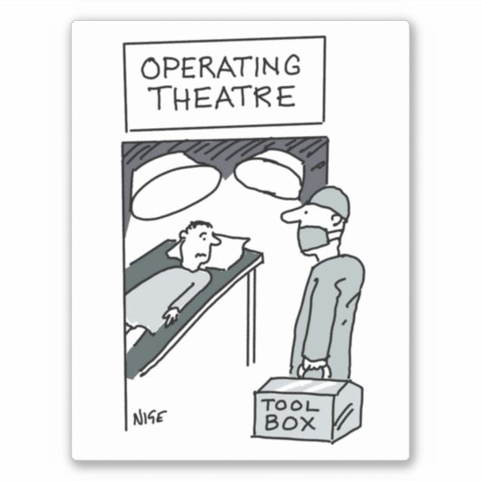 De chirurg heeft een Toolbox Cartoon. Sticker (Voorkant)