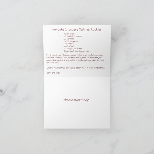 De chocolade geen-bakt het Wenskaart van het Kaart (Binnen)