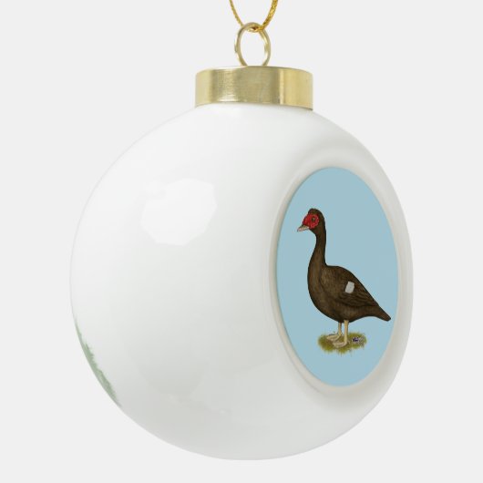 De Chocolade van de Eend van Muscovy Keramische Bal Ornament (Links)