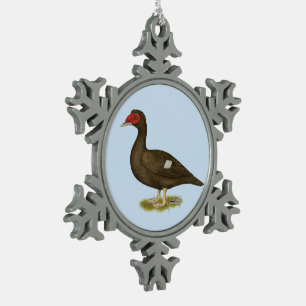 De Chocolade van de Eend van Muscovy Tin Sneeuwvlok Ornament