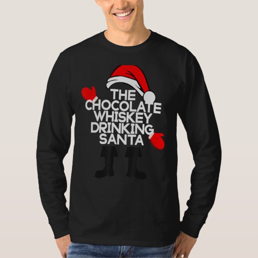 De Chocolate Whiskey Drink Santa Funny Holiday T-shirt (Voorkant)