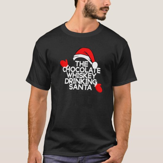 De Chocolate Whiskey Drink Santa Funny Holiday T-shirt (Voorkant)
