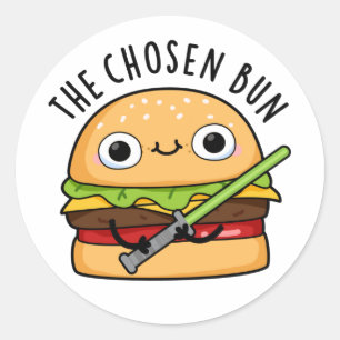 De Chosen Bun Funny Food Warrior Bun Pun Ronde Sticker