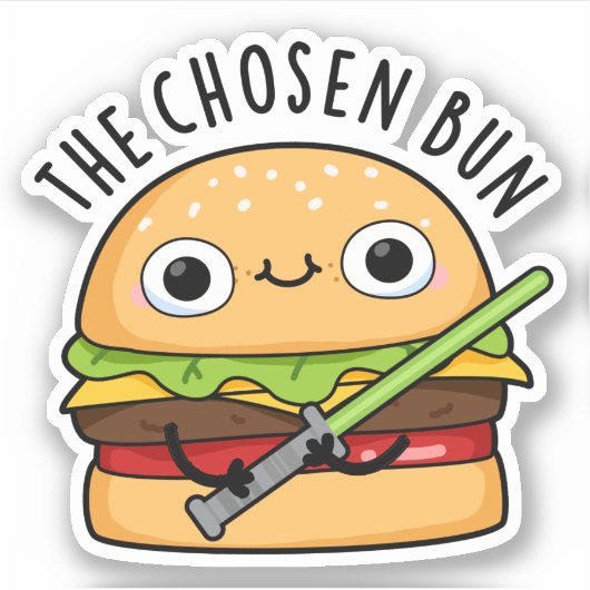 De Chosen Bun Funny Food Warrior Bun Pun Sticker (Voorkant)