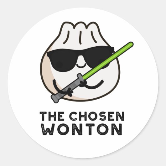 De Chosen Wonton Funny Food Pun Ronde Sticker (Voorkant)