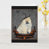 De Chow-chow van Halloween Kaart (Gele Bloem)