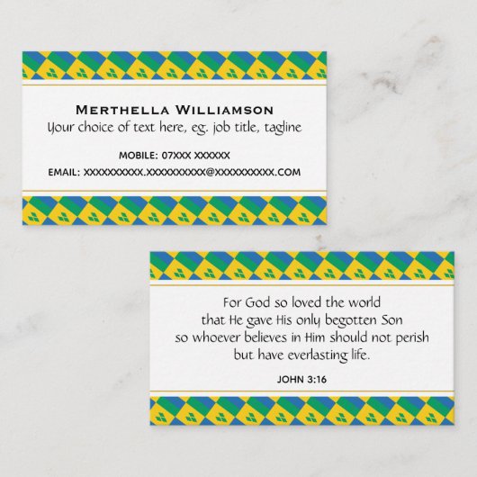 De Christelijke Schrift van St. Vincent Johannes 3 Visitekaartje (Voorkant / Achterkant)