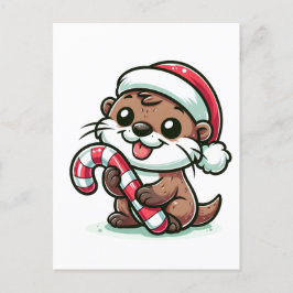 De Christmas Otter Cartoon Briefkaart