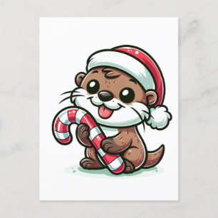 De Christmas Otter Cartoon Briefkaart
