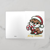 De Christmas Otter Cartoon Folie Wenskaart (Buiten Laag)