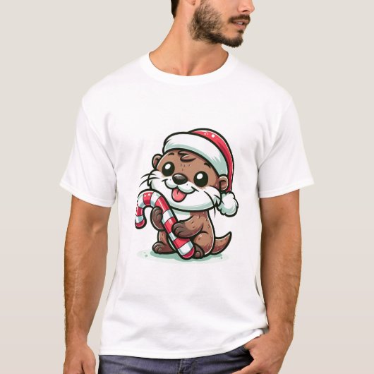 De Christmas Otter Cartoon T-shirt (Voorkant)