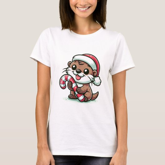 De Christmas Otter Cartoon T-shirt (Voorkant)
