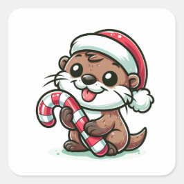 De Christmas Otter Cartoon Vierkante Sticker
