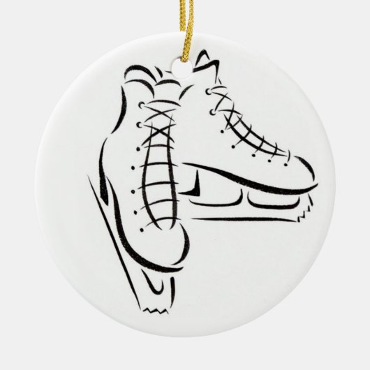DE CHRISTMAS VAN ICE SKATER KERAMISCH ORNAMENT (Voorkant)