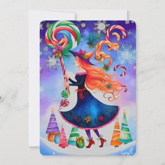 De Christmas Witch 4 Design Vakantie Kaart (Voorkant)