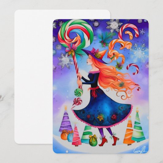 De Christmas Witch 4 Design Vakantie Kaart (Voorkant / Achterkant)