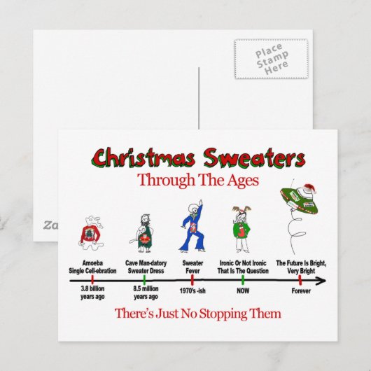 De Chronologie van de Sweater van Kerstmis Feestdagenkaart (Voorkant / Achterkant)