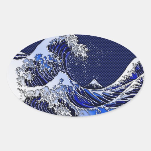 De chroomvezelstijlen van de Great Hokusai Wave Ovale Sticker (Voorkant)