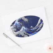 De chroomvezelstijlen van de Great Hokusai Wave Ovale Sticker (Envelop)
