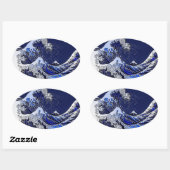De chroomvezelstijlen van de Great Hokusai Wave Ovale Sticker (Vel)