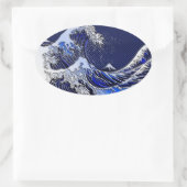 De chroomvezelstijlen van de Great Hokusai Wave Ovale Sticker (Tas)