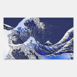 De chroomvezelstijlen van de Great Hokusai Wave Rechthoekige Sticker
