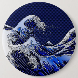 De chroomvezelstijlen van de Great Hokusai Wave Ronde Button 6,0 Cm