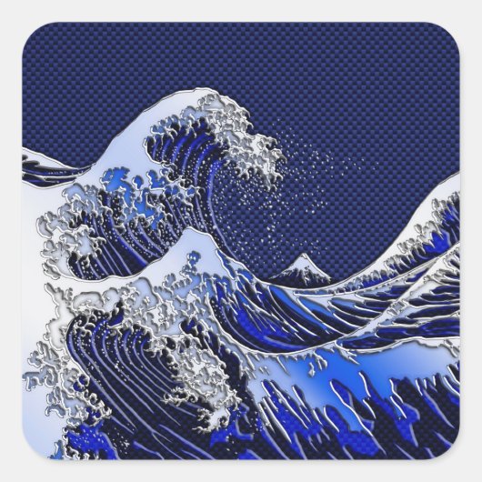 De chroomvezelstijlen van de Great Hokusai Wave Vierkante Sticker (Voorkant)