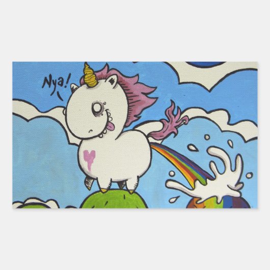 De Chubby Unicorn Rechthoekige Sticker (Voorkant)