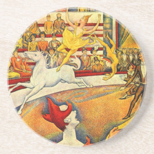 De Circus door Georges Seurat, Vintage Fine Art Zandsteen Onderzetter