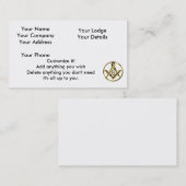 De cirkel van de Masons Visitekaartje (Voorkant / Achterkant)