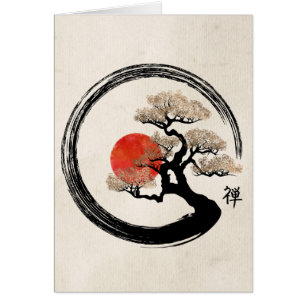 De Cirkel van Enso en Boom Bonsai op Canvas