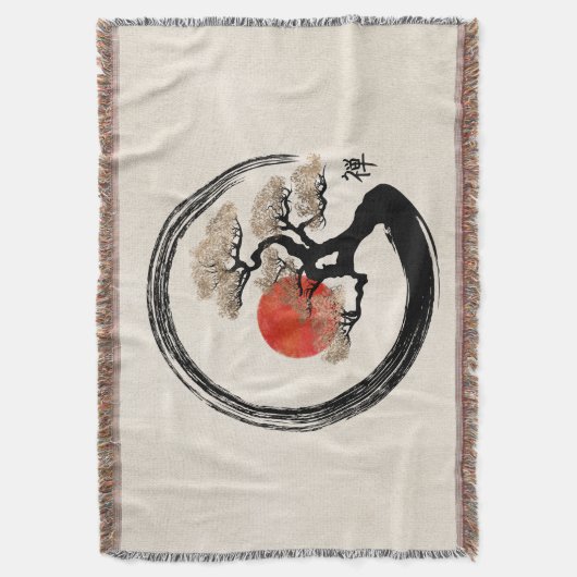 De Cirkel van Enso en Boom Bonsai op Canvas Deken (Voorkant Verticaal)