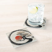 De Cirkel van Enso en Boom Bonsai op Canvas Glazen Onderzetter (Schuin)