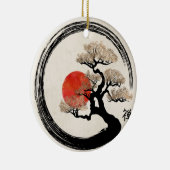 De Cirkel van Enso en Boom Bonsai op Canvas Keramisch Ornament (Rechts)