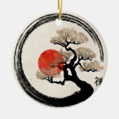 De Cirkel van Enso en Boom Bonsai op Canvas Keramisch Ornament (Voorkant)